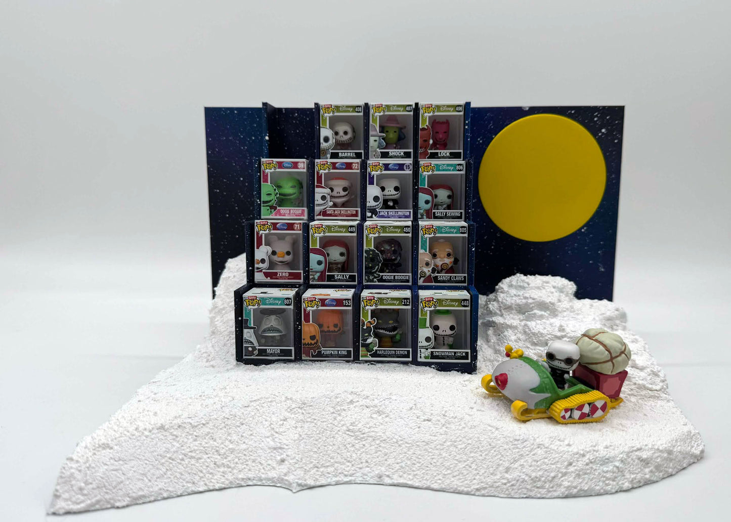 Soda Coaster® Itsy Bitsy Deluxe Nightmare Before Christmas Inspired Display for Funko® Bitty Pop and Rides